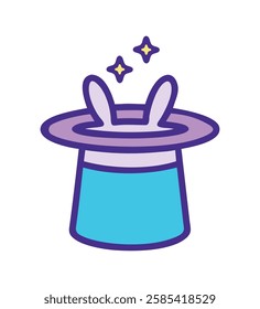 A magical hat icon featuring a rabbit and sparkling purple details