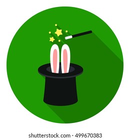 Magical hat icon in flat style isolated on white background. Circus symbol stock vector illustration.