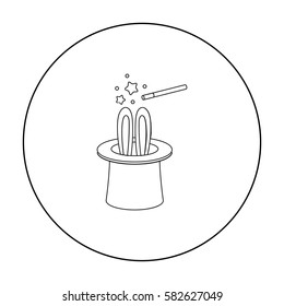 Magical hat icon in outline style isolated on white background. Circus symbol stock vector illustration.