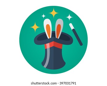 Magical Hat Illustration - Flat Icon