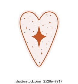 Magical heart with stars. Cosmos, sky, many stars and dots. Glazed cookie with cosmic elements. Talisman, pendant, sticker, pastry, cookie, plate, ceramics. Vector