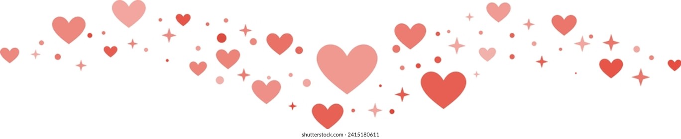 Magical heart wave, vector banner for valentine day celebration, holiday clip art isolated element with stars