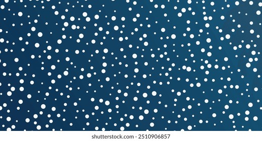 Magical heavy snow flakes backdrop. Snowstorm speck ice particles. Snowfall sky white teal blue wallpaper. Rime snowflakes february vector. Snow hurricane landscape, snowflakes on dark blue background