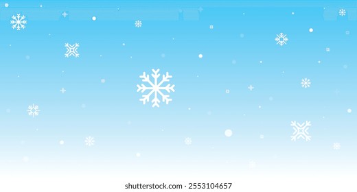 Magical heavy snow flakes backdrop. Snowstorm speck ice particles. Snowfall sky white teal blue wallpaper. Rime snowflakes february