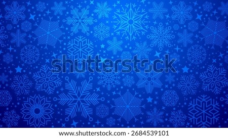 Magical heavy snow flakes backdrop. Snowfall sky white teal blue wallpaper. Full Vector Snow Crystals blue Background