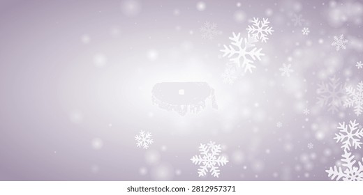 Magical heavy snow flakes composition. Wintertime speck ice elements. Snowfall weather white gray illustration. Flat snowflakes december theme. Snow cold season scenery.