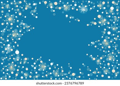 Magical heavy snow flakes Navy backdrop December Snowstorm speck ice particles Snowfall frozen sky white teal blue wallpaper Rime white snowflakes vector Snow hurricane landscape Copy space for text 