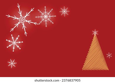 Magical heavy white snow flakes red backdrop Gold scribble new year tree Blurred snowflakes december theme Trendy modern winter banner poster greeting card template Xmas Design Copyspace Holiday cover