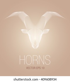 Magical Horned Animal. White lines.