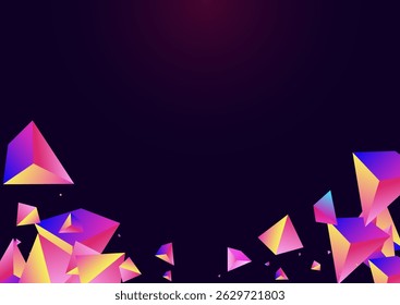 Magical Jewel Vector Dark Violet Background. Rainbow Scattered Stone Certificate. Unicorn Dynamic Triangle Cover. Digital Elements Abstract Banner.
