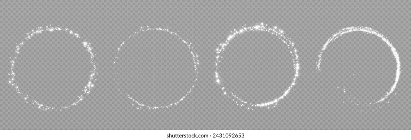 Círculo de luz mágica de png de polvo blanco brillo de vacaciones. Marco circular abstracto abstracto festivo con efecto de luz. Círculo de luz para sus anuncios, invitaciones, juegos, palabras de vacaciones, tiendas, sitios web.