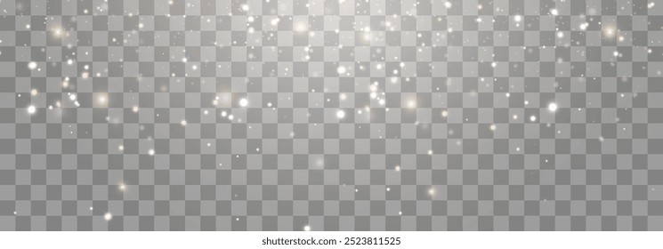 Magical light dust with a soft glow. Floating particles of light. A Christmas light effect with sparkling fairy dust shining on a transparent background. Vector illustration in PNG format