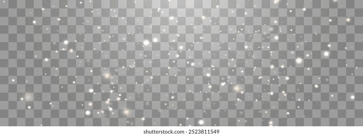 Magical light dust with a soft glow. Floating particles of light. A Christmas light effect with sparkling fairy dust shining on a transparent background. Vector illustration in PNG format