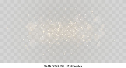 Magical light dust with a soft glow. Floating particles of light. A Christmas light effect with sparkling fairy dust shining on a transparent background. Vector illustration in png format