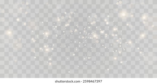 Magical light dust with a soft glow. Floating particles of light. A Christmas light effect with sparkling fairy dust shining on a transparent background. Vector illustration in png format