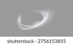 Magical light effect. Rotating luminous ellipses. Dynamic golden rings on black background.