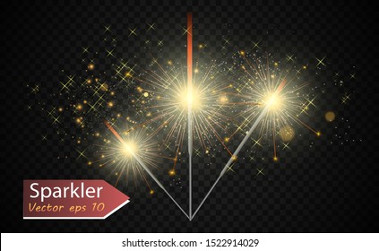 
Magical light. Sparkler. Candle sparkling on the background. Realistic vector light effect. Winter, seasonal christmas decoration illustration.