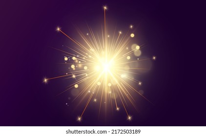 Magical light. Sparkler. Candle sparkling on the background. Realistic vector light effect. Winter, seasonal christmas decoration illustration.	