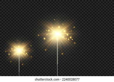	
Magical light. Sparkler. Candle sparkling on the background. Realistic vector light effect. Winter, seasonal christmas decoration illustration.
