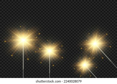 	
Magical light. Sparkler. Candle sparkling on the background. Realistic vector light effect. Winter, seasonal christmas decoration illustration.
