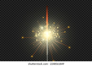 	
Magical light. Sparkler. Candle sparkling on the background. Realistic vector light effect. Winter, seasonal christmas decoration illustration.