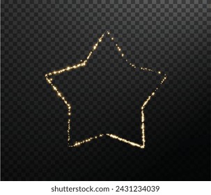 Magical light star from holiday glitter gold dust png. Festive abstract abstract circular frame with light effect. Light circle for your ads, invitations, games, holiday words, stores, websites.	
