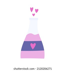 Magical Love Potion in a Bottle Hand-drawn Vector Illustration