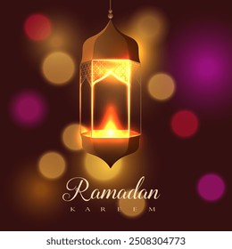 Magical luxury Ramadan Kareem celebration card with lantern. Vector illustration design