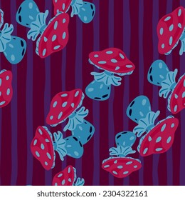 Magical magic fly agaric seamless pattern. Creative mushrooms silhouettes wallpaper. For fabric design, textile print, wrapping paper, cover. Vector illustration