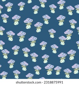 Magical magic fly agaric seamless pattern. Creative mushrooms silhouettes wallpaper. For fabric design, textile print, wrapping paper, cover. Vector illustration