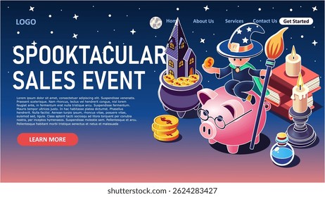 MAGICAL MONEY CAULDRON. Piggy bank for Magical Future, vector art, simple, minimalist