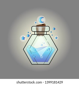 Magical moon starry night bottle with blue drink