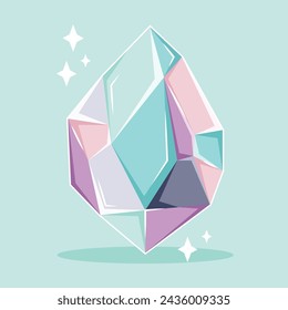 Cristal multifacético mágico de diferentes colores. Piedra preciosa. Símbolo de magia y misticismo. Iconos vectoriales de atributos mágicos.