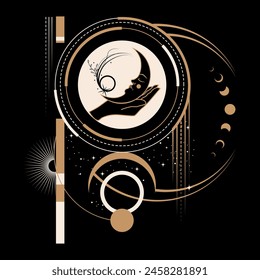 Magical Mystical and Esoteric Celestial Constellation Illustration