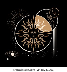 Magical Mystical and Esoteric Celestial Constellation Illustration