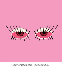 magical mystical symbol of a pink eyes. Modern trendy illustration