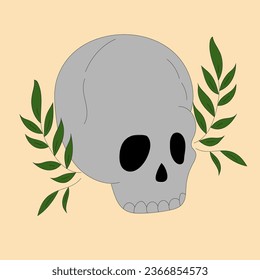 Magical and mystical symbol skull and leaves