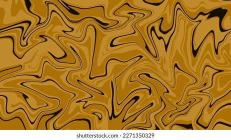 Magical neon waves. Abstract psychedelic background. Monochrome gold fantastic pattern. Digital art illustration
