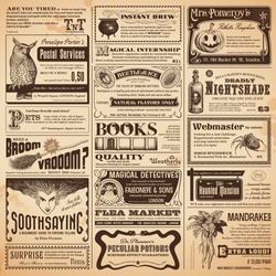 Magical Newspaper Page With Classifieds - Perfect For Halloween