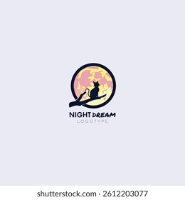 Magical night dream logo with fairy silhouette – perfect for beauty, wellness, or creative brands.