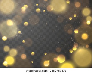 A magical overlay of glowing particles and bokeh lights, creating a warm, enchanting atmosphere. Vector illustration for backgrounds and special effects.