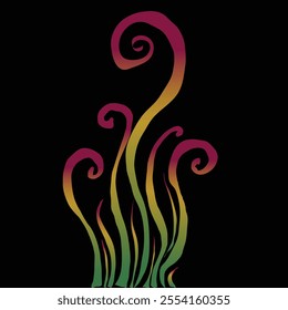 Magical plants. Vector flat illustration. Isolated on black background. Great for various designs: psychedelic, meditation, fairy tales and posters.
