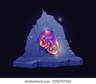 Magical portal or stone doors for traveling in space and time. Vector isolated game design assets, cartoon mysterious gateway for teleportation or leveling up. Magma or heat surface design