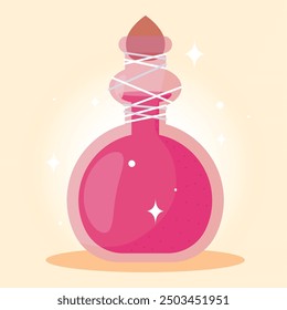 Magical potion bottle with liquid, Vector
