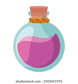 Magical potion bottle with liquid, Vector