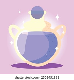 Magical potion bottle with liquid, Vector