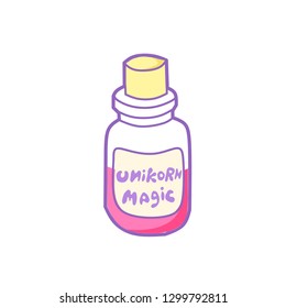 Magical potion from horn of unicorn. Fantastic very rare water. alchemy jar witchcraft