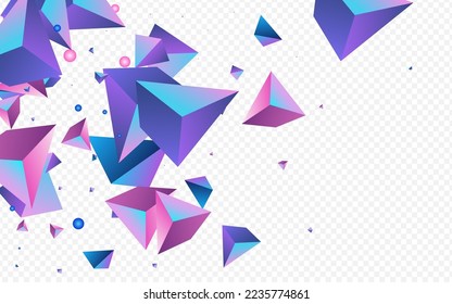 Magical Pyramid Vector Transparent Background. Gradient Scattered Shards Design. Digital Modern Crystal Brochure. Rainbow Glass Abstract Decoration.