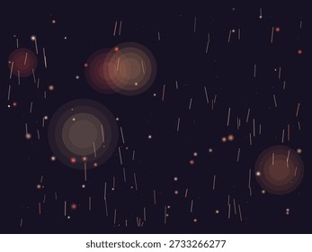 Efecto mágico de lluvia con gotas brillantes y suaves luces bokeh sobre un fondo oscuro, atmósfera mística y encantadora con cálidos y brillantes orbes y sutiles texturas