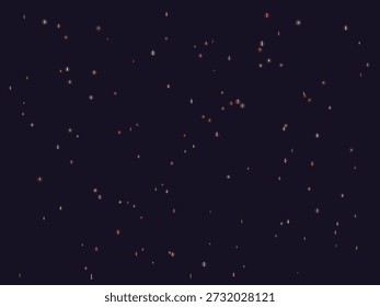 Lluvia mágica de gotas rojas y blancas brillantes que caen contra un patrón de cielo nocturno oscuro, evocando una sensación de maravilla y atmósfera mística